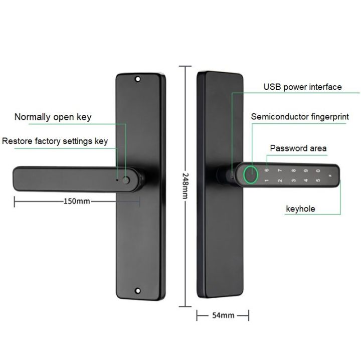 tuya-ล็อคอัจฉริยะอิเล็กทรอนิกส์ดิจิตอลลายนิ้วมือประตูล็อคอัจฉริยะแอปรหัสผ่านโดยใช้ลายนิ้วมือปลดล็อคมือจับก้านล็อคสมาร์ทโฮม
