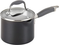 Anolon Advanced Hard Anodized Nonstick Sauce Pan/Saucepan with Straining and Lid, 2 Quart, Dark Gray 2 Quart Dark Gray