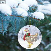 FAL Round Christmas Ornament Cartoon Animals Pendant Creative Xmas Tree Decoration For Home Living Room Garden