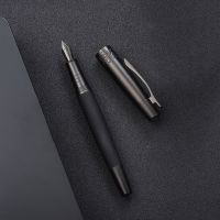 Hongdian 6013 Black Metal Fountain Pen Titanium Blacksilver Effbent Nib With Clip Converter ปากกาหมึกสำนักงานธุรกิจที่ยอดเยี่ยม