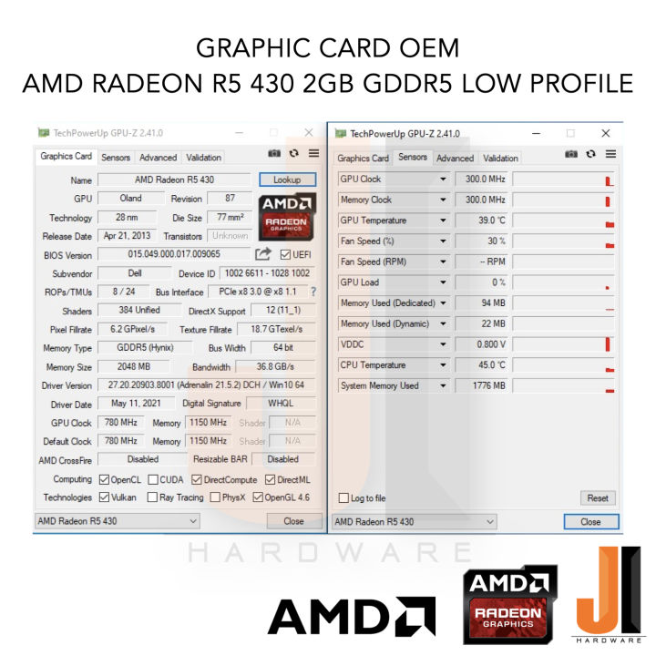 graphic-card-amd-radeon-r5-430-2048mb-64-bit-gddr5-oem-low-profile-สินค้ามือสองสภาพดีมีการรับประกัน