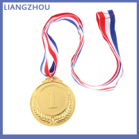 LIANGZHOU 3pcs โลหะรางวัลเหรียญที่มีริบบิ้นคอทองเงินบรอนซ์สไตล์โอลิมปิก