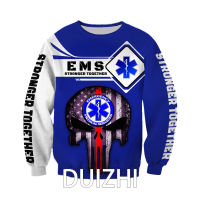 EMS Skull ศิลปะ 3D เต็มตัวพิมพ์เสื้อผ้าแขนยาว