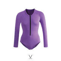 SS2023 PURPLE BODYSUIT ชุดว่ายน้ำ สีม่วง บอดี้สูทแขนยาว มีฟองน้ำในตัวผ้าหนา กัน UV UPF 50+