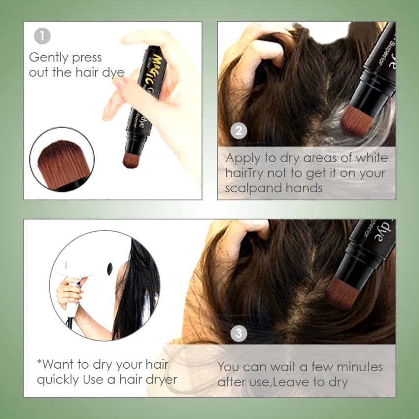 Temporary Hair Dye Pen Instant Hair Color Brush And Comb DIY Hair Color Wax  Mascara Dye Cream 3 Color 12ml | Lazada