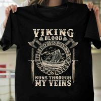 Viking Blood Runs Through My Veins Viking Gift T Shirt New 100% Cotton Short Sleeve O-Neck T-Shirt Casual Mens Top - T-Shirts - Aliexpress