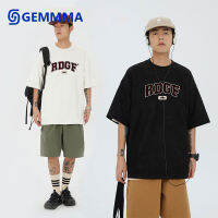 GEMMMA letter print cotton T-shirt ผู้ชาย พิมพ์ลาย เสื้อยืด oversize 2023 A0602