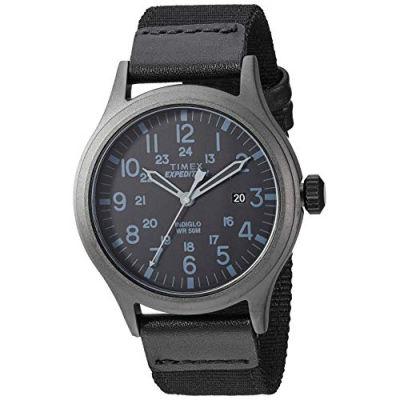 Timex Mens TW4B14200 Expedition Scout 40 Black Leather/Nylon Strap Watch Blackout