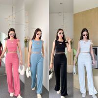 Mute - Falivia set ชุดเซตมินิมอล เสื้อกล้ามครอป กางเกงขายาวผ่าปลาย2ข้าง ชุดเซต2ชิ้น