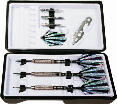 DMI Sports 80% Tungsten Steel Tip Dart Set Designed for Use with Bristle Dartboards with Case and Tool