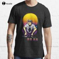 Gto - Eikichi Onizuka Retrowave Trending T-Shirt White On Down Shirt Cotton Outdoor Simple Vintag Casual Tee Shirts