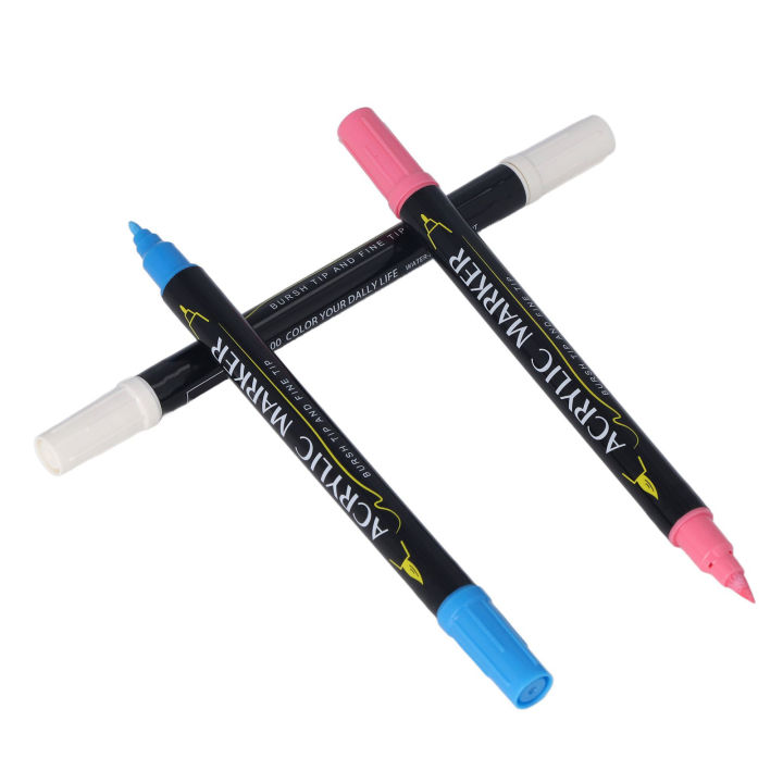 ปากกาสีน้ำพลาสติกกันน้ำปากกาปากการะบายสี12สีทนแสงแบบพกพาไม่ซีดสองชั้นสำหรับสำนักงานและโรงเรียน