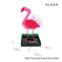 KlearObject Safari Flamingo tray&amp;clip holder ที่เก็บคลิปหนีบกระดาษ กล่องเก็บอุปกรณ์บนโต๊ะทำงาน ติดแม่เหล็กอะคริลิค เก็บคลิปหนีบกระดาษ ที่เก็บคลิป