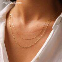 【ปกเสื้อโซอี้】สร้อยคอประดับสร้อยคอโซ่สิงคโปร์ทอง14K โซ่เชือกทาวเวอร์เบียร์ทรงหัวจ่ายน้ำมันโบราณเครื่องประดับ Boho สร้อยคอสำหรับผู้หญิง