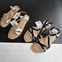 รองเท้าแตะส้นแบนสไตล์นางฟ้า 2023 Summer Ribbon French Soft Beach Sandals[B3]