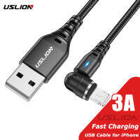 USLION สายแม่เหล็กสำหรับ 14 Plus 13 Pro Max 12 11 Mini XS XR Fast Charger USB ข้อมูลสายไฟ540หมุนสำหรับเล่นเกม