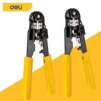 Deli คีมปอกสายไฟ 8 นิ้ว ชุดคีมย้ำสายไฟ คีมย้ำวงล้อ คีม คีมย้ำสายไฟ   Stripping Pliers