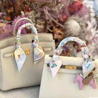 ★New★ Vientiane twilly silk scarf tied bag handle silk strip multifunctional ribbon dot key vegetable basket