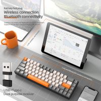 (Bishop Belle)K68 2.4G/BT5.0ไร้สายแป้นพิมพ์เชิงกลสำหรับเล่นเกม68 Keyboard,Hotswap Mini ปุ่มกด PBT  65 Keyboards