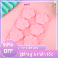 ?【HOT SALE】MUXI 1ชิ้น6ช่องแม่พิมพ์ซิลิโคนทำเค้กฟองดองรูปอุ้งเท้าสุนัขแมวแม่พิมพ์อบช็อคโกแลตแบบทำมือแม่พิมพ์สบู่คุกกี้พุดดิ้งและคุ้กกี้