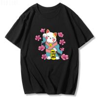 Maneki Neko High Quality T-shirt 100% Cat Pattern Cotton Printed Casual Cool O-neck Tshirt Loose Male And Female Summer Tee Tops - T-shirts - AliExpress