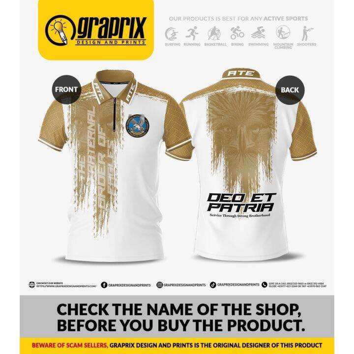 Eagles Elite ATE Deo et Patria Mandarin Polo Shirt Zipper Full