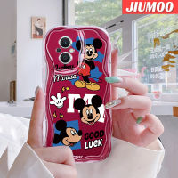 JIUMOO เคสสำหรับ OPPO Reno 7Z 5G Reno 8Z Reno7 Lite Reno8 F21 Pro 5G F21s Pro 5G เคสเนื้อครีมลายมิกกี้เคสนิ่มกันกระแทกเคสโทรศัพท์โปร่งใส TPU เจลซิลิกาแบบใสป้องกันการตกหล่นฝาครอบป้องกันเลนส์กล้องถ่ายรูป