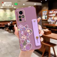 VRQR เคสโทรศัพท์หมีน่ารักที่มีกรอบสีเดียวกันสำหรับ Infinix Zero X Neo Infinix Zero X Pro X6810 X6811เคส X6811B ตัวปกป้องกล้องถ่ายรูปกันกระแทกฝาหลังซิลิโคนแบบนิ่ม