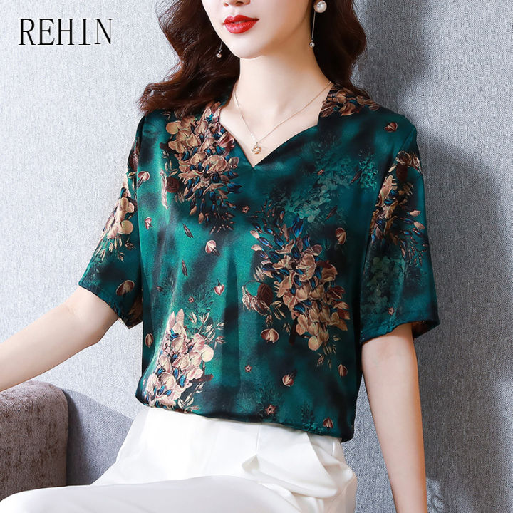 rehin-เสื้อเชิ้ตแขนสั้นสำหรับผู้หญิง-เสื้อผ้าไหมหม่อน-s-3xl-ดีไซน์จากร้าน-rehin