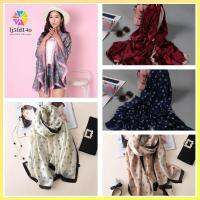 LJ5FD14O Winter Pashmina Silk Flower Printed Neckerchief Lady Shawl Women Scarves Knitted Wrap