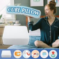 100% Pure Memory Foam Pillow  White Smooth Stretchy Cube Soft Pad Cushion Neck Support Pillow for Vertebral Protection 5x28x15cm Travel pillows