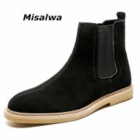 {Puffy menswear}Misalwa Dropshipping หนังนิ่มผู้ชายรองเท้าฤดูหนาวที่ดี/ฤดูใบไม้ผลิอังกฤษผู้ชายเชลซีรองเท้ารองเท้าที่สง่างามขนาดบวก37 47