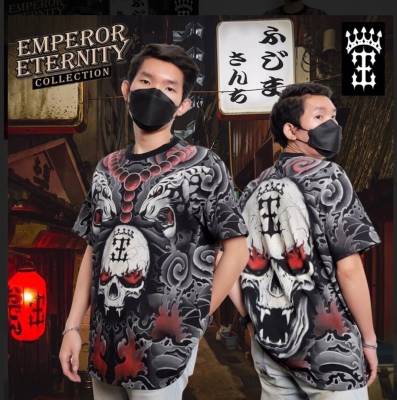 เสื้อยืด ป้าย EMPEROR ETERNITY สกรีนลายดิสชาร์จ เต็มตัว เรืองแสงในที่มืดได้หน้า-หลัง ไซร์ยุโรป (1ตัว)