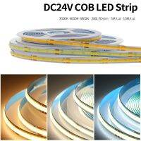 {ItalyNest shop}หลอดไฟแถบ LED COB,5ม. 10ม. DC24V 280LED/ม. ความหนาแน่นสูงยืดหยุ่นแถบแสงสีขาว/ซังสีขาวอบอุ่นการตกแต่งบ้านไฟ LED