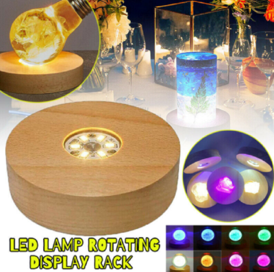 6 LED Lamp Luminous Base 6 LED Lamp Crystal Base Lamp Small Solid Wood Night Light LED Night Light Aromatherapy Night Light Ornament Small Night Light Desk Calendar Base Light Warm Light Little Night Light Small White Night Light