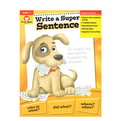 Write a super sentence grades 1-3 California auxiliary primary school student workbook English original Evan moor