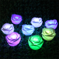 4PCS จำลองดอกกุหลาบไฟ LED แสงเทียนอิเล็กทรอนิกส์งานแต่งงานอุปกรณ์ตกแต่งงานปาร์ตี้ที่มีสีสันกุหลาบตกแต่งคริสต์มาส-Xdeiu