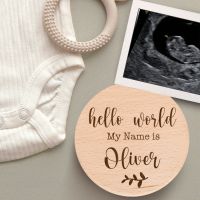 ✈☈ Hellow Word My Name Is Pregnancy Announcement Sign Custom Baby Plaque Baby Announcement Gift Laser Engraved Wood Sign