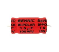 C capaciter คาปาซิเตอร์ คอนเดนเซอร์ BENNIC สีแดง เสียงแหลม ชนิดไม่มีขั้ว ค่า 15µF/100wv ใช้สำหรับเสียงแหลม tweeter (ใช้สำหรับpower ampไม่เกิน100W