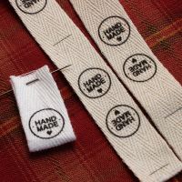 15X60mm Cotton Twill webbing Flat or Folded Labels tags for knitted things Custom Personalizada handmade label sew accessori Stickers Labels