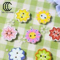 Tenthousnad NEW 50 Pcs Octagonal Flower Floral Print Buttons Scrapbooking Sewing