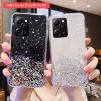 เคสสำหรับ PocoX5 X5 Poco Pro 5G Xiaomi X5Pro 2023ดาวสีเงินฟอยล์แวววาวอีพ็อกซี่แวววาวแวววาวแวววาวขอบใส TPU เคสใส่โทรศัพท์ฝาหลังเคสกันกระแทกมือถือป้องกันการตก