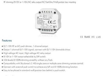 【Worth-Buy】 0-10V 1-10V Led สวิตช์เปิดปิด Rf ไร้สาย2.4G Rf 4โซน Ac85v-220v ควบคุมที่หรี่แสงแบบแตะระยะไกลสำหรับเดี่ยวสีแอลอีดี