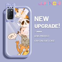 Jjlingji เคสสำหรับ OPPO A52 A72 A92 4G เคสลายการ์ตูนแฮปปี้สัตว์สีสันสดใสน่ารักน้อยมอนสเตอร์กล้องนิ่มสำหรับเลนส์กันกระแทกแบบใสเคสมือถือความคิดสร้างสรรค์โปร่งใสเรียบง่ายฝาครอบป้องกันซิลิโคน