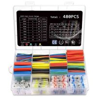 № Kit de conectores de fio de vedação de solda 448/480/530 peças terminais encolhedores de calor conectores bunda à prova d águ