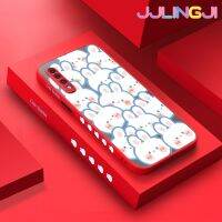 Jlingji เคส A30s A50s A50กาแลคซีของปลอกสำหรับ Samsung เคสมีน้ำค้างแข็งโปร่งใสกระต่ายน่ารักแบบเต็มหน้าจอรูปแบบเคสขอบสี่เหลี่ยมด้านข้างแบบแข็งลายกล้องปลอกซิลิโคนกันกระแทกเคสนิ่ม