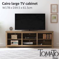 Tomato Home ชั้นวางทีวี 75นิ้ว Cairo large TV cabinet กว้าง178ซม | ชั้นวางทีวีไม้ Rustic สีเท่ | เก็บและวางของได้เยอะ | คุ้มค่าเกินราคา | คุณภาพส่งออกยุโรป