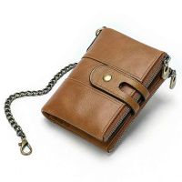 Customized Men Wallets Name Engraving Anti-theft Chain Zipper Male Purse 100 Genuine Leather Vintage High Quality Men Wallet