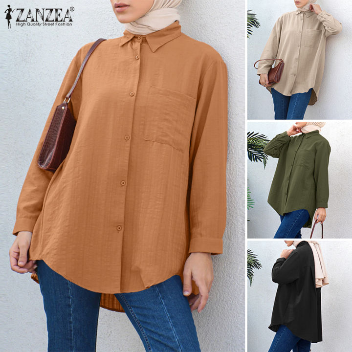 สินค้ามาใหม่-จัดส่งฟรี-fancystyle-zanzea-เสื้อเปิดคอเสื้อแขนยาว-เสื้อหนามุสลิมผู้หญิง