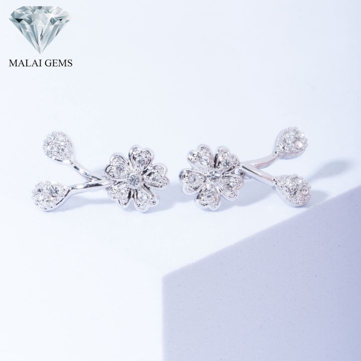 malai-gems-ต่างหูเพชร-เงินแท้-silver-925-เพชรสวิส-cz-เคลือบทองคำขาว-รุ่น-51000238-แถมกล่อง-ต่างหูcz-ต่างหูเงินแท้